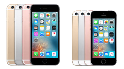 iPhones in verschiedenen Farben und Größen